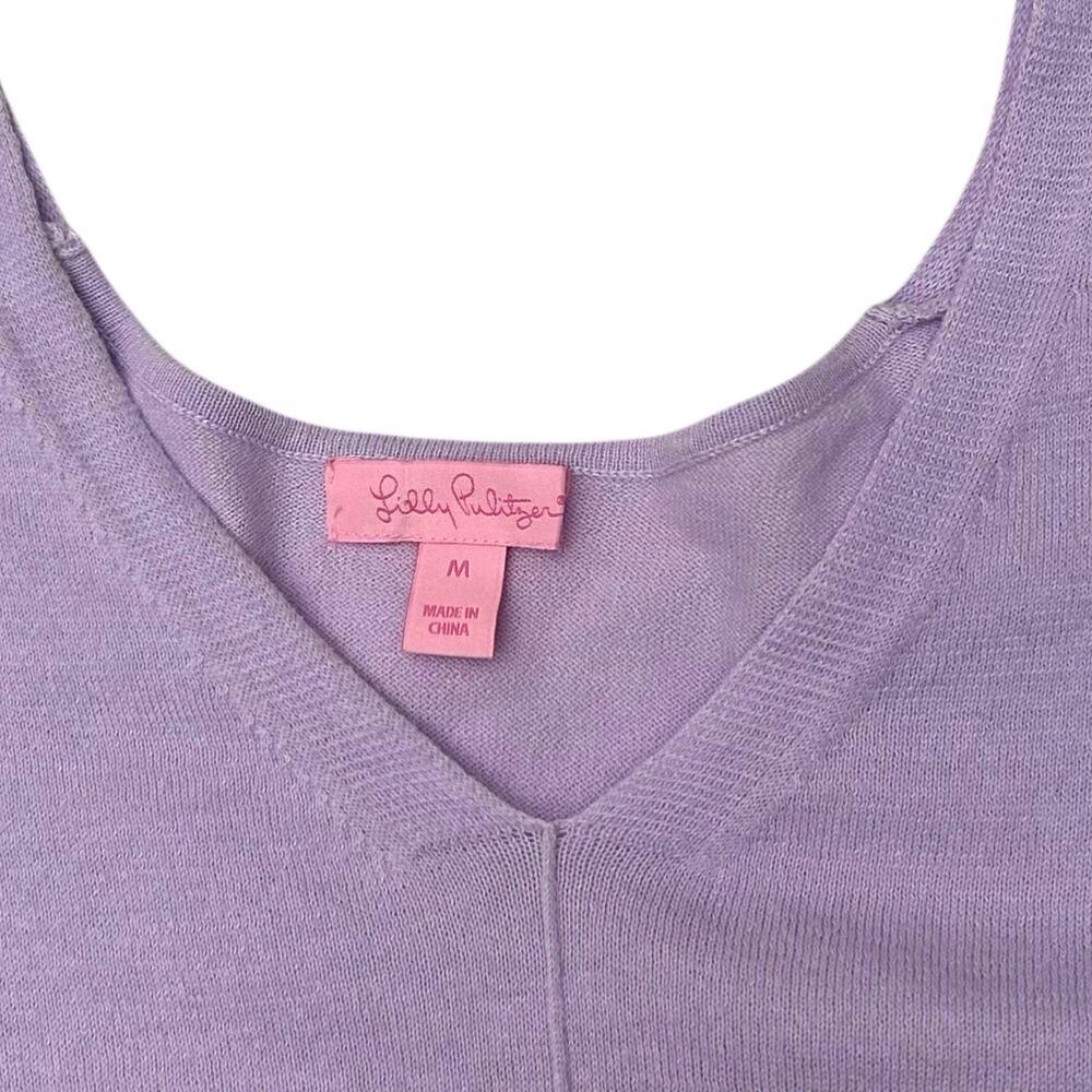 Lilly Pulitzer Sz M Martine Lilac Lavender Purple Tassel Oversized Knit Sweater - Picture 7 of 11